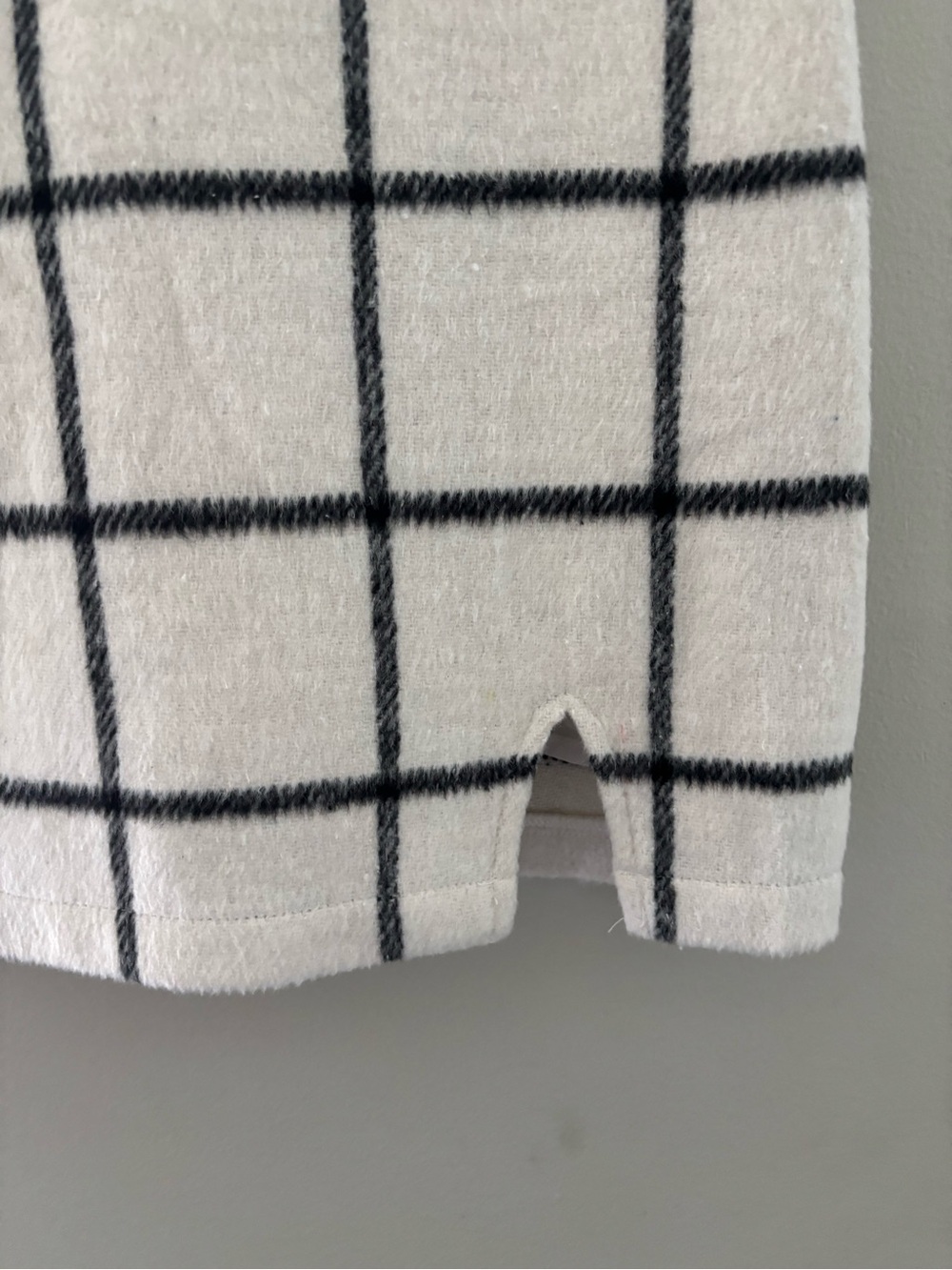 Altar'd State Ivory Mini Skirt with Black Windowpane Check and Side Slit Size M - Picture 3 of 8